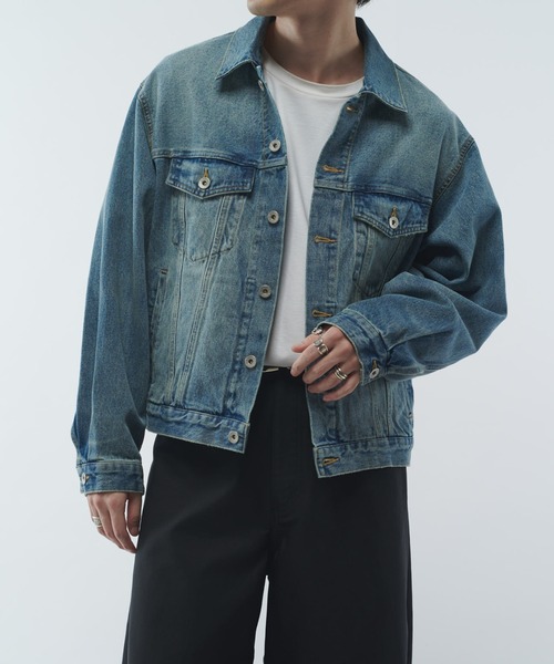 Lui's デニムジャケット Lui's デニムジャケット gジャン レザーカラーデニムボンバー