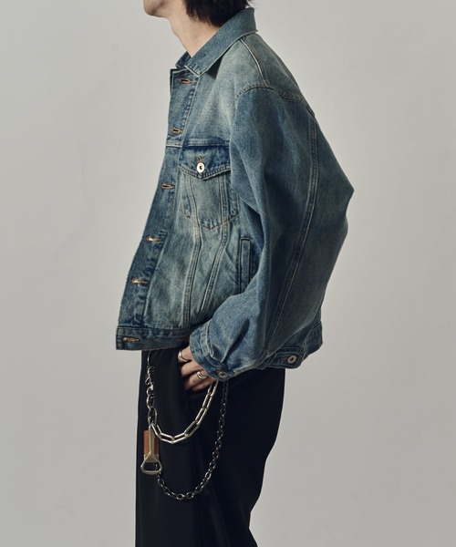 Lui's デニムジャケット Neucon/ニューコン】クロップドボリュームショートZIPデニム