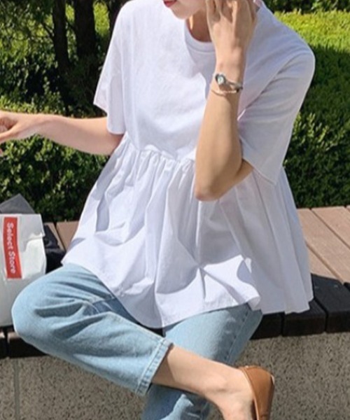 ONEP STAR(ワンピスター)の「五分袖ペプラム風カットソー(Tシャツ/カットソー・レディース・ホワイト/ブラック・MEDIUM/LARGE/X-LARGE)」の18枚目の写真