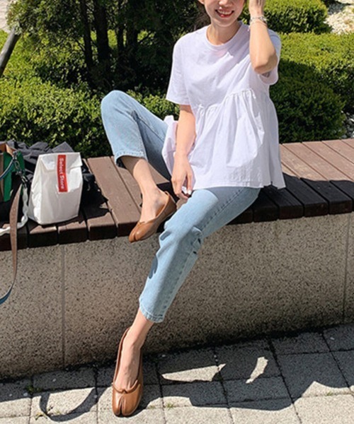 ONEP STAR(ワンピスター)の「五分袖ペプラム風カットソー(Tシャツ/カットソー・レディース・ホワイト/ブラック・MEDIUM/LARGE/X-LARGE)」の13枚目の写真