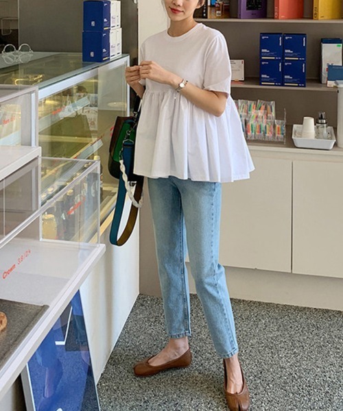 ONEP STAR(ワンピスター)の「五分袖ペプラム風カットソー(Tシャツ/カットソー・レディース・ホワイト/ブラック・MEDIUM/LARGE/X-LARGE)」の12枚目の写真