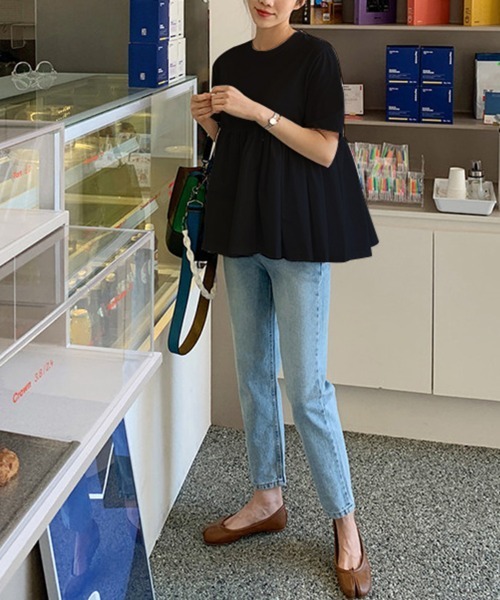 ONEP STAR(ワンピスター)の「五分袖ペプラム風カットソー(Tシャツ/カットソー・レディース・ホワイト/ブラック・MEDIUM/LARGE/X-LARGE)」の9枚目の写真