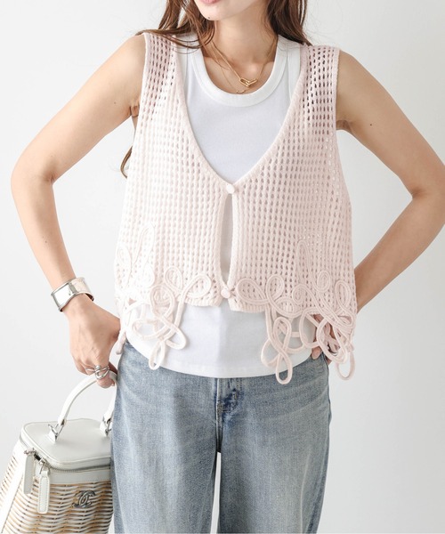 AMELY(エミリー)の「かぎ編みニットビスチェ(その他トップス・レディース・ホワイト/ブラック/ピンク/モカ・フリー)」の20枚目の写真