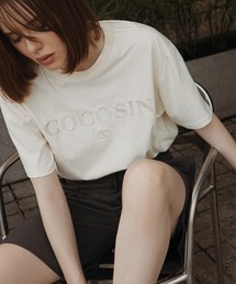 【COCOSIN】TEE ワンポイント 半袖Tシャツ ロゴラメ刺繍