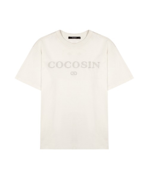 Rivel(リヴェル)の「【COCOSIN】TEE ワンポイント 半袖Tシャツ ロゴラメ刺繍(Tシャツ/カットソー・レディース・ベージュ・FREE)」の2枚目の写真
