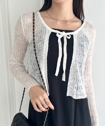 wears（ウェアーズ）の「ショート丈フロントリボンカーディガン（Tシャツ/カットソー）」