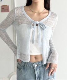 wears（ウェアーズ）の「ショート丈フロントリボンカーディガン（Tシャツ/カットソー）」