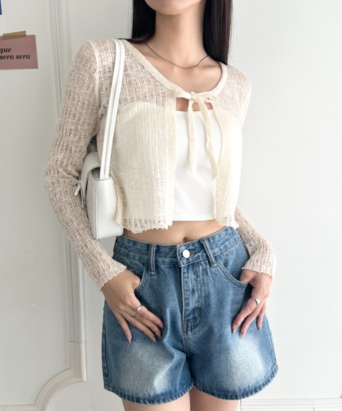 wears（ウェアーズ）の「ショート丈フロントリボンカーディガン（Tシャツ/カットソー・レディース・ブラック/ホワイト/ピンク/ライトブルー/アイボリー・FREE）」の21枚目の写真