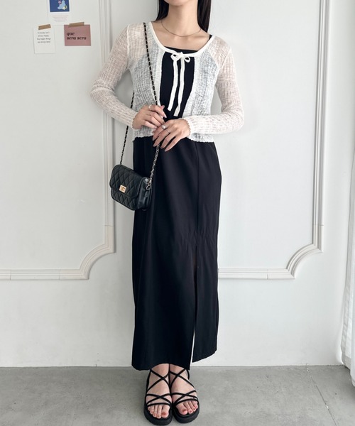 wears（ウェアーズ）の「ショート丈フロントリボンカーディガン（Tシャツ/カットソー・レディース・ブラック/ホワイト/ピンク/ライトブルー/アイボリー・FREE）」の8枚目の写真