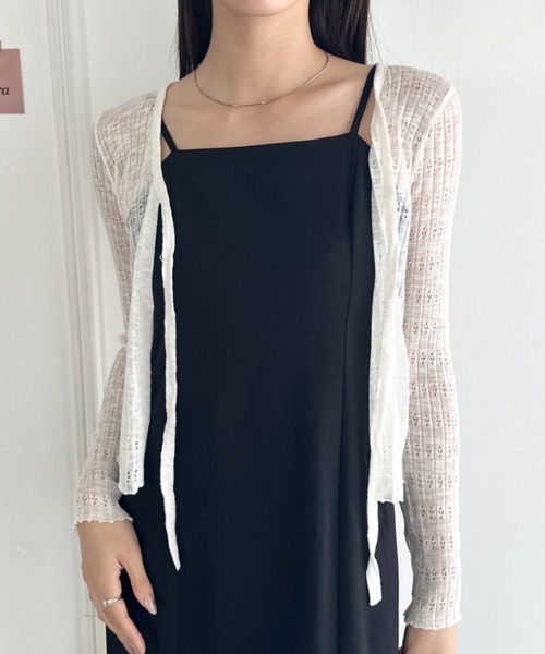 wears（ウェアーズ）の「ショート丈フロントリボンカーディガン（Tシャツ/カットソー・レディース・ブラック/ホワイト/ピンク/ライトブルー/アイボリー・FREE）」の10枚目の写真