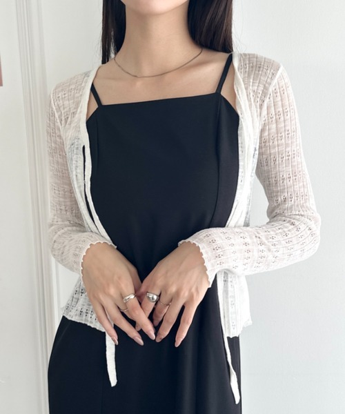 wears（ウェアーズ）の「ショート丈フロントリボンカーディガン（Tシャツ/カットソー・レディース・ブラック/ホワイト/ピンク/ライトブルー/アイボリー・FREE）」の12枚目の写真