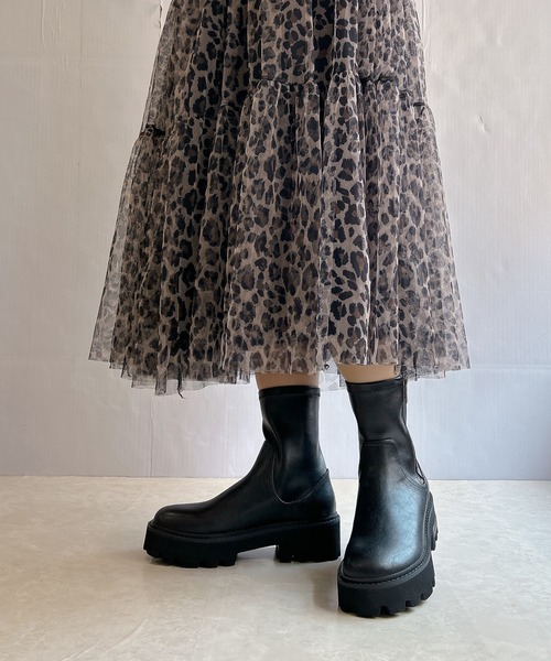 Noubel Voug Relax（ヌーベルヴォーグリラックス）の「タンクソール やわらかミドルブーツ（ブーツ・レディース・ワインレッド/ブラック・24cm/23.5cm/22.5cm/24.5cm/23cm）」の2枚目の写真