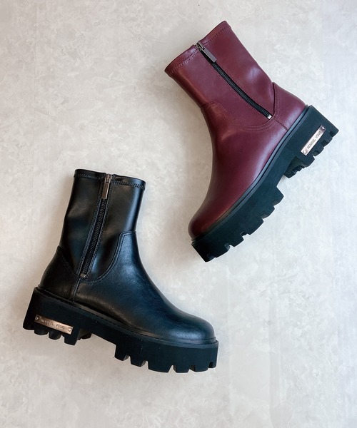 Noubel Voug Relax（ヌーベルヴォーグリラックス）の「タンクソール やわらかミドルブーツ（ブーツ・レディース・ワインレッド/ブラック・24cm/23.5cm/22.5cm/24.5cm/23cm）」の5枚目の写真
