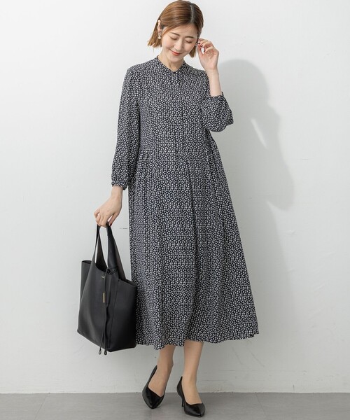 セール】【洗える】モダンジオメトリックプリント ワンピース