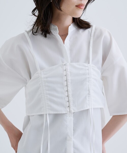 GALLEST(ギャレスト)の「【一部店舗限定】ベアトップ付き半袖ワイドシャツ(シャツ/ブラウス・レディース・ライトブルー/ホワイト・38)」の7枚目の写真