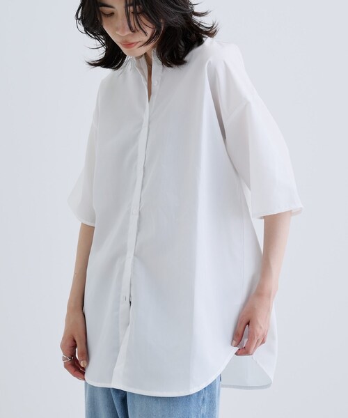 GALLEST(ギャレスト)の「【一部店舗限定】ベアトップ付き半袖ワイドシャツ(シャツ/ブラウス・レディース・ライトブルー/ホワイト・38)」の9枚目の写真