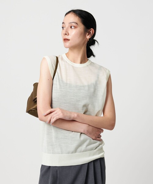 ニット/セーター BEAUTY&YOUTH UNITED ARROWS - TAN セール】ウールナイロン シアーノースリーブニット（ニット