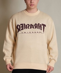 THRASHER/スラッシャー ニット セーター クルーネック 反転ロゴ ジャガード織り 254TH1KN071