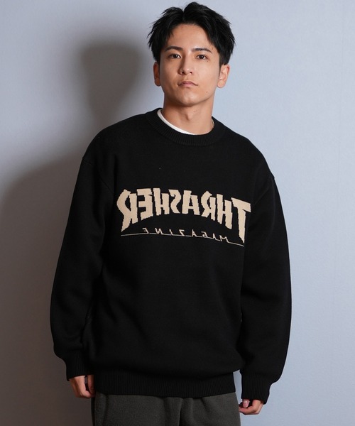 THRASHER(スラッシャー)の「THRASHER/スラッシャー ニット セーター クルーネック 反転ロゴ ジャガード織り 254TH1KN071(ニット/セーター・メンズ・ブラウン/ネイビー/アイボリー/ブラック・M/L/XL)」の11枚目の写真