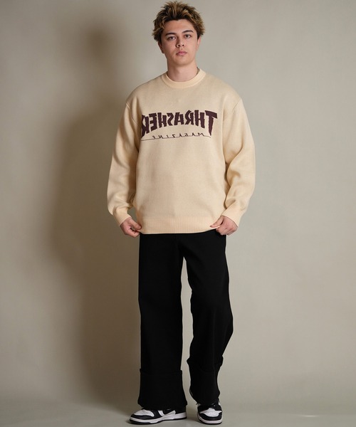 THRASHER(スラッシャー)の「THRASHER/スラッシャー ニット セーター クルーネック 反転ロゴ ジャガード織り 254TH1KN071(ニット/セーター・メンズ・ブラウン/ネイビー/アイボリー/ブラック・M/L/XL)」の7枚目の写真