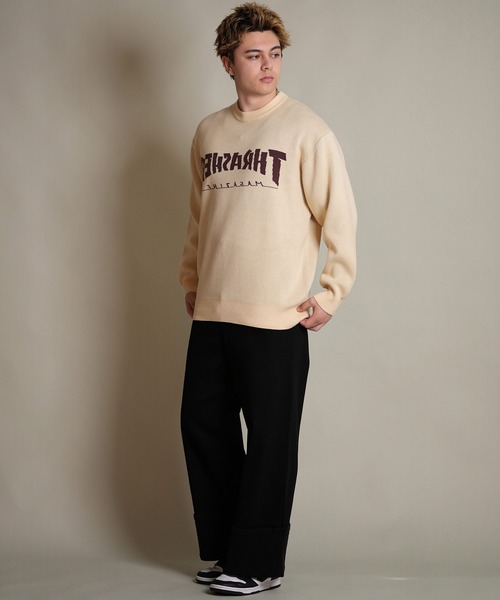 THRASHER(スラッシャー)の「THRASHER/スラッシャー ニット セーター クルーネック 反転ロゴ ジャガード織り 254TH1KN071(ニット/セーター・メンズ・ブラウン/ネイビー/アイボリー/ブラック・M/L/XL)」の8枚目の写真