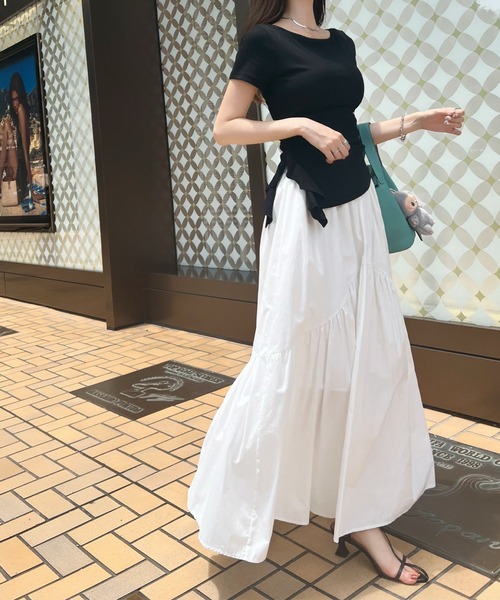 CHARME BY MICOLA(シャルムバイミコラ)の「さり気ないプチカスケードフリルが大人かわいい♪ティアードプチカスケードフリルリブT・カットソー(Tシャツ/カットソー・レディース・ホワイト/ライトブルー/ブラック・FREE)」の21枚目の写真