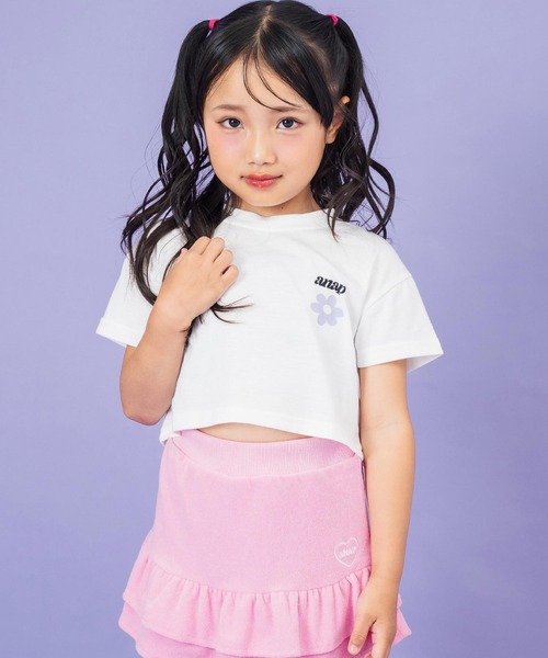 ANAP kids(アナップキッズ)の「フラワーポイント クロップドTシャツ(Tシャツ/カットソー・キッズ・ホワイト/ネイビー・120cm/110cm/130cm)」の8枚目の写真
