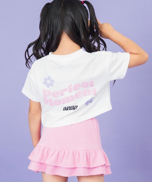 ANAP kids(アナップキッズ)の「フラワーポイント クロップドTシャツ(Tシャツ/カットソー・キッズ・ホワイト/ネイビー・120cm/110cm/130cm)」の10枚目の写真
