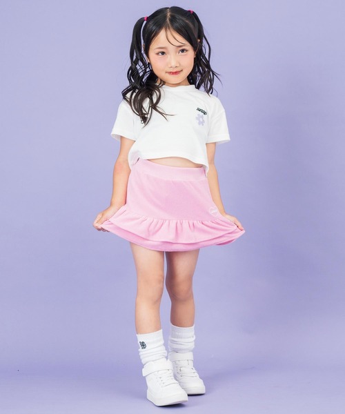 ANAP kids(アナップキッズ)の「フラワーポイント クロップドTシャツ(Tシャツ/カットソー・キッズ・ホワイト/ネイビー・120cm/110cm/130cm)」の11枚目の写真