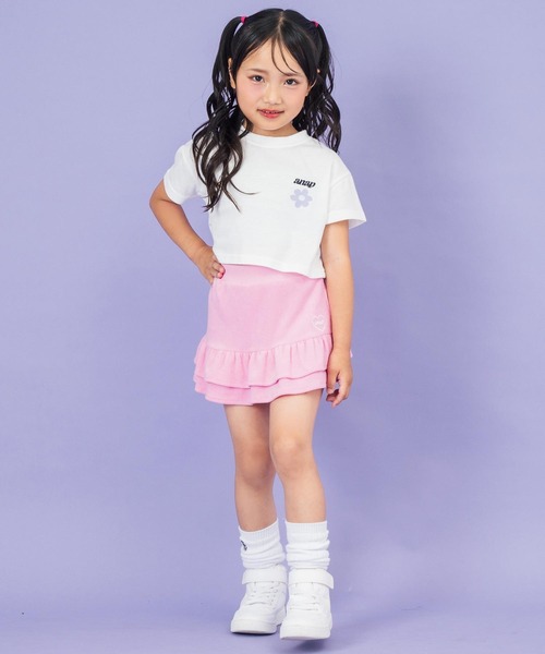 ANAP kids(アナップキッズ)の「フラワーポイント クロップドTシャツ(Tシャツ/カットソー・キッズ・ホワイト/ネイビー・120cm/110cm/130cm)」の12枚目の写真