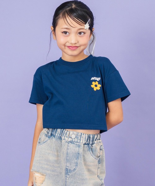 ANAP kids(アナップキッズ)の「フラワーポイント クロップドTシャツ(Tシャツ/カットソー・キッズ・ホワイト/ネイビー・120cm/110cm/130cm)」の13枚目の写真