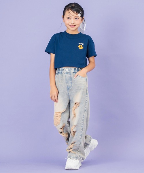 ANAP kids(アナップキッズ)の「フラワーポイント クロップドTシャツ(Tシャツ/カットソー・キッズ・ホワイト/ネイビー・120cm/110cm/130cm)」の16枚目の写真
