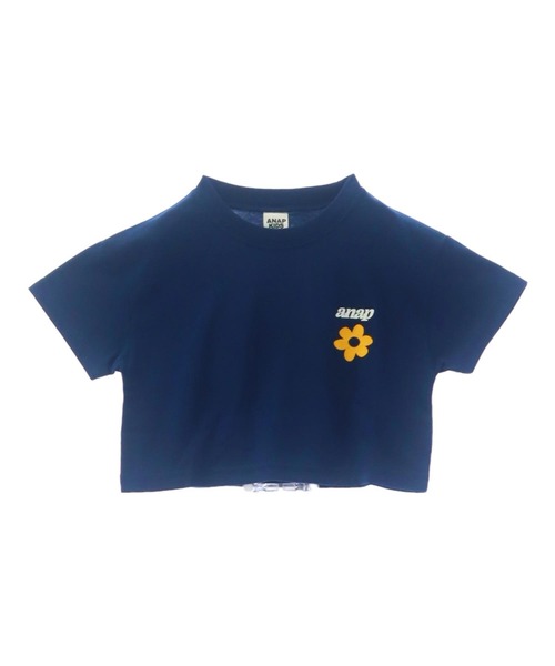 ANAP kids(アナップキッズ)の「フラワーポイント クロップドTシャツ(Tシャツ/カットソー・キッズ・ホワイト/ネイビー・120cm/110cm/130cm)」の6枚目の写真