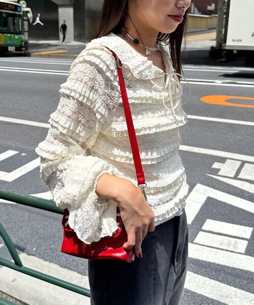 CIAOPANIC（チャオパニック）の「セーラーカラーレースフリルトップス（Tシャツ/カットソー・レディース・アイボリー/カーキ/ブラック・ONE SIZE）」の5枚目の写真