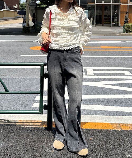 CIAOPANIC（チャオパニック）の「セーラーカラーレースフリルトップス（Tシャツ/カットソー・レディース・アイボリー/カーキ/ブラック・ONE SIZE）」の7枚目の写真