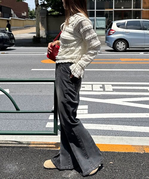 CIAOPANIC（チャオパニック）の「セーラーカラーレースフリルトップス（Tシャツ/カットソー・レディース・アイボリー/カーキ/ブラック・ONE SIZE）」の8枚目の写真