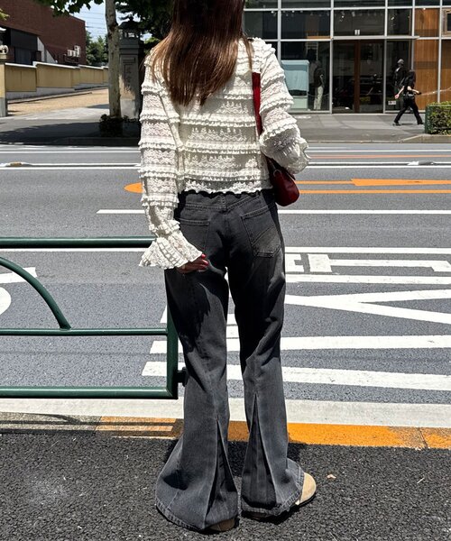 CIAOPANIC（チャオパニック）の「セーラーカラーレースフリルトップス（Tシャツ/カットソー・レディース・アイボリー/カーキ/ブラック・ONE SIZE）」の9枚目の写真