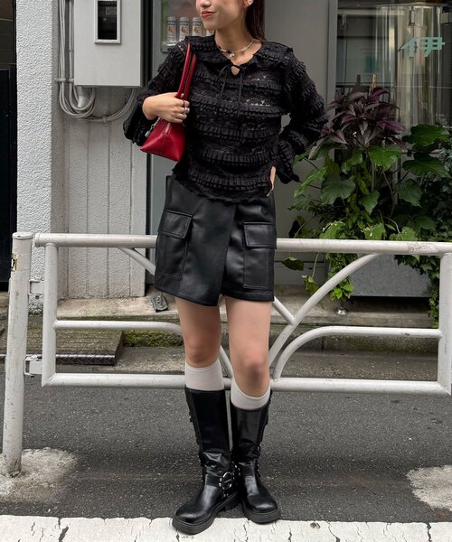 CIAOPANIC（チャオパニック）の「セーラーカラーレースフリルトップス（Tシャツ/カットソー・レディース・アイボリー/カーキ/ブラック・ONE SIZE）」の12枚目の写真