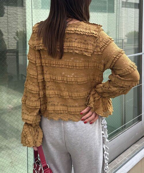 CIAOPANIC（チャオパニック）の「セーラーカラーレースフリルトップス（Tシャツ/カットソー・レディース・アイボリー/カーキ/ブラック・ONE SIZE）」の18枚目の写真