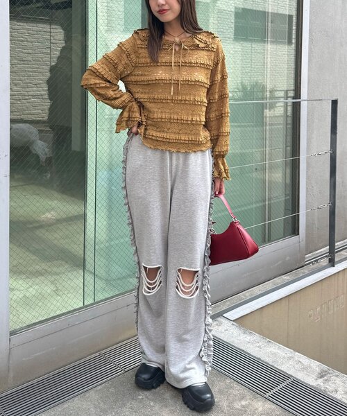 CIAOPANIC（チャオパニック）の「セーラーカラーレースフリルトップス（Tシャツ/カットソー・レディース・アイボリー/カーキ/ブラック・ONE SIZE）」の19枚目の写真