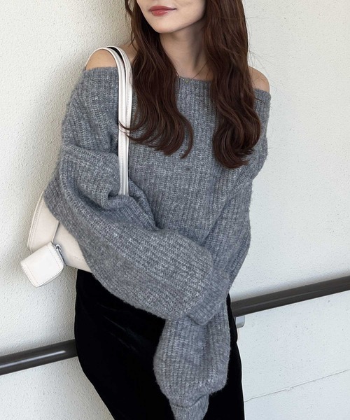 nelliy.（ネルリー）の「オフショルダ―ニット×ベロアキャミワンピースSET (セットアイテム)（アンサンブル・レディース・グレー・FREE）」の14枚目の写真