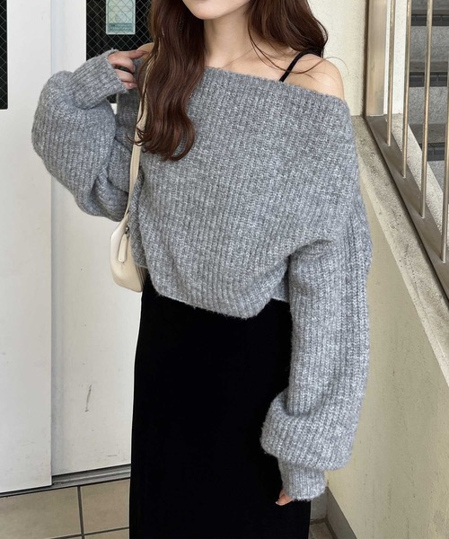 nelliy.（ネルリー）の「オフショルダ―ニット×ベロアキャミワンピースSET (セットアイテム)（アンサンブル・レディース・グレー・FREE）」の18枚目の写真