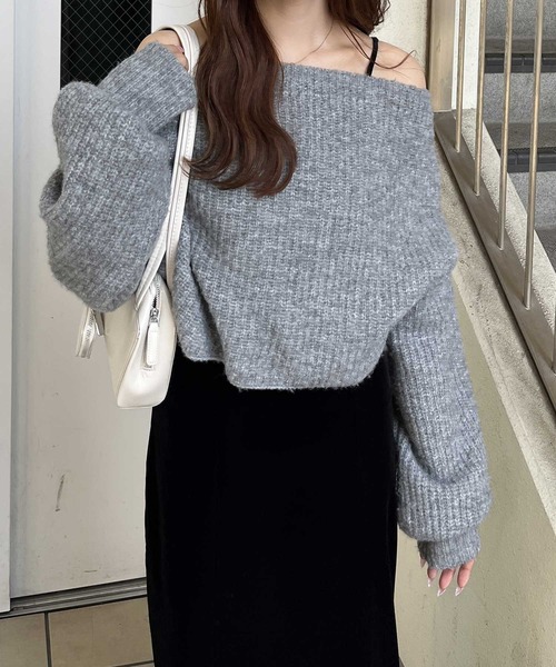 nelliy.（ネルリー）の「オフショルダ―ニット×ベロアキャミワンピースSET (セットアイテム)（アンサンブル・レディース・グレー・FREE）」の19枚目の写真