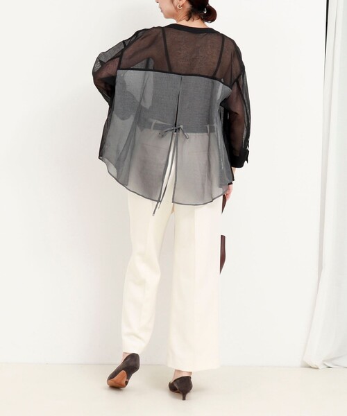 MICO COULIER（ミコクリエ）の「シアーリネンライクシャツ　バイカラー（シャツ/ブラウス・レディース・モカ/ライトブルー/ブラック・38）」の15枚目の写真