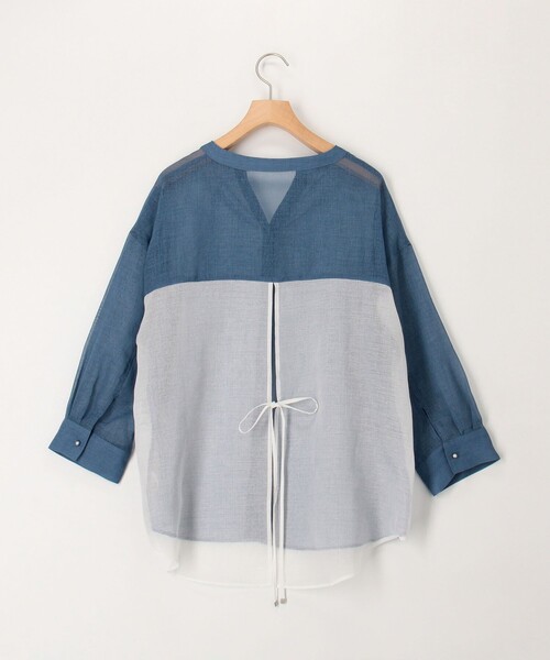 MICO COULIER（ミコクリエ）の「シアーリネンライクシャツ　バイカラー（シャツ/ブラウス・レディース・モカ/ライトブルー/ブラック・38）」の17枚目の写真