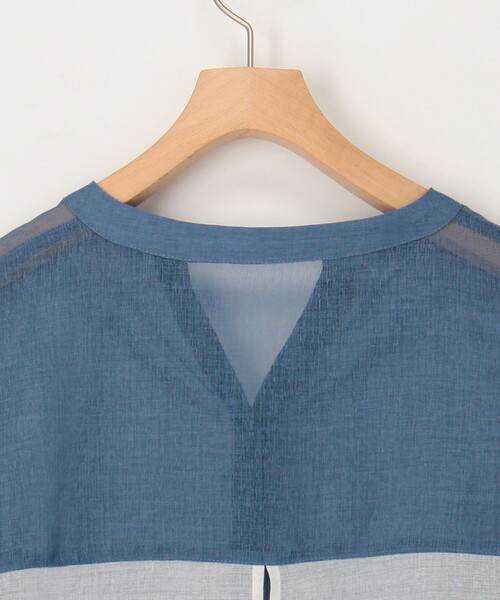 MICO COULIER（ミコクリエ）の「シアーリネンライクシャツ　バイカラー（シャツ/ブラウス・レディース・モカ/ライトブルー/ブラック・38）」の19枚目の写真