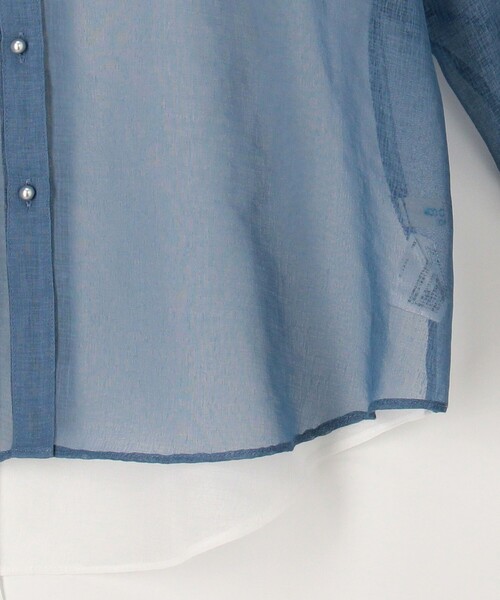 MICO COULIER（ミコクリエ）の「シアーリネンライクシャツ　バイカラー（シャツ/ブラウス・レディース・モカ/ライトブルー/ブラック・38）」の21枚目の写真