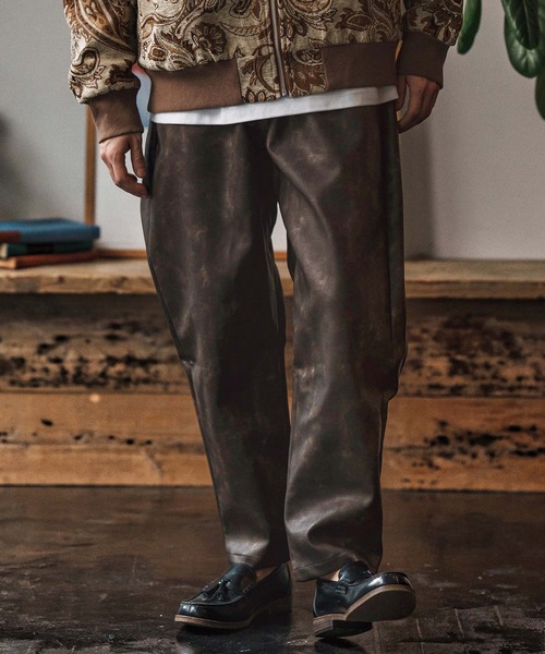 CAMBIO(カンビオ)の「mp13960- Tie dyed Synthetic Leather Balloon Pants レザーバルーンパンツ(CAM25AW-009)(その他パンツ・メンズ・ブラック/ダークブラウン・L/M/S)」の12枚目の写真