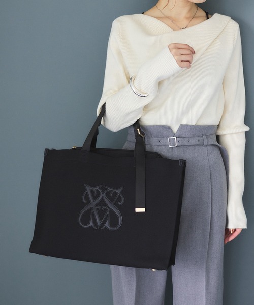 VIS（ビス）の「【軽量】【2WAY】ビッグロゴキャリーオントートバッグ（トートバッグ・レディース・ブラック/キナリ・FREE）」の9枚目の写真