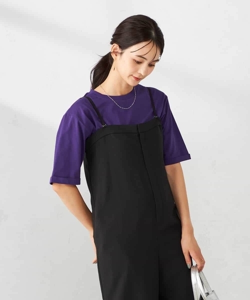 a.v.v（アーヴェヴェ）の「【接触冷感/UVカット/コットン100％】ロールアップハーフスリーブTシャツ（Tシャツ/カットソー・レディース・ボルドー/パープル/グレー系その他/クリーム・36/38/40）」の11枚目の写真